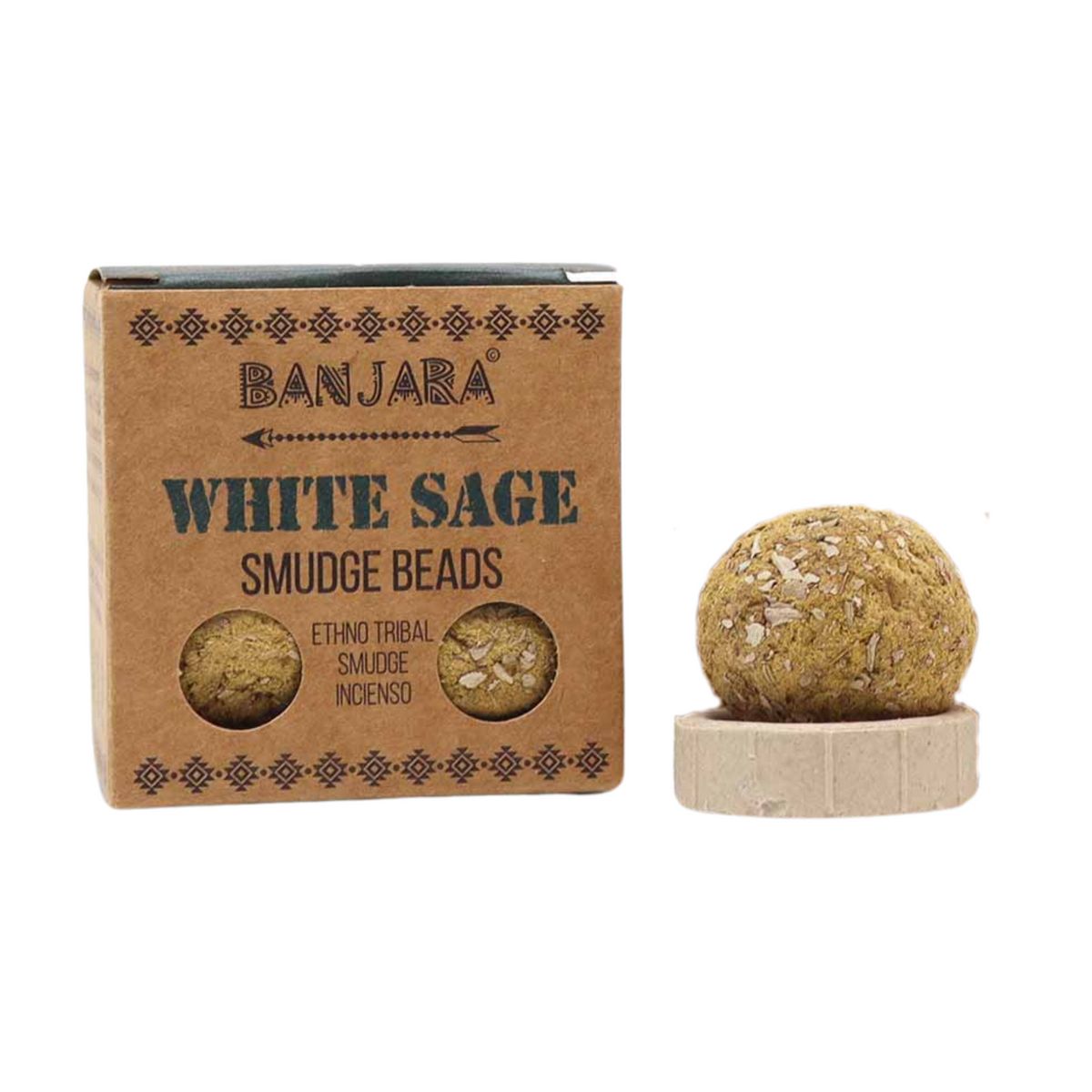 Banjara smilkalų karoliukai – White Sage