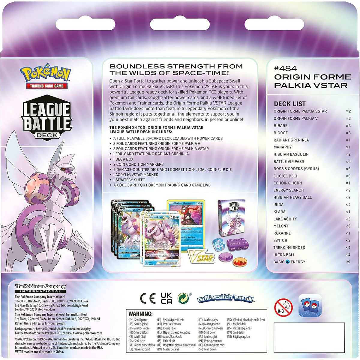 Pokémon Origin Forme Palkia VSTAR League Battle Deck - kortų kaladė
