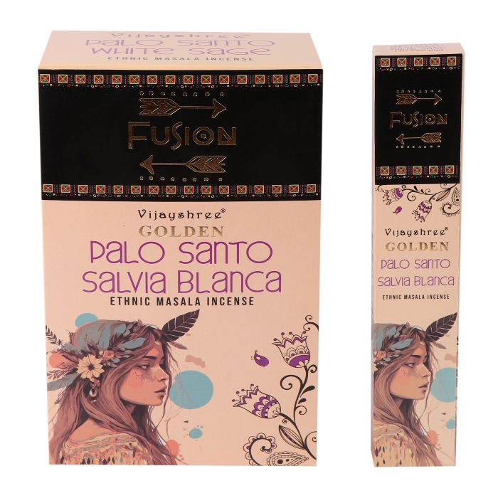 Golden Palo Santo and White Sage smilkalų lazdelės