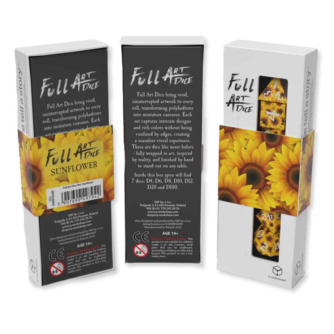 Q-Workshop Full Art Dice Sunflower - 7 kauliukų rinkinys