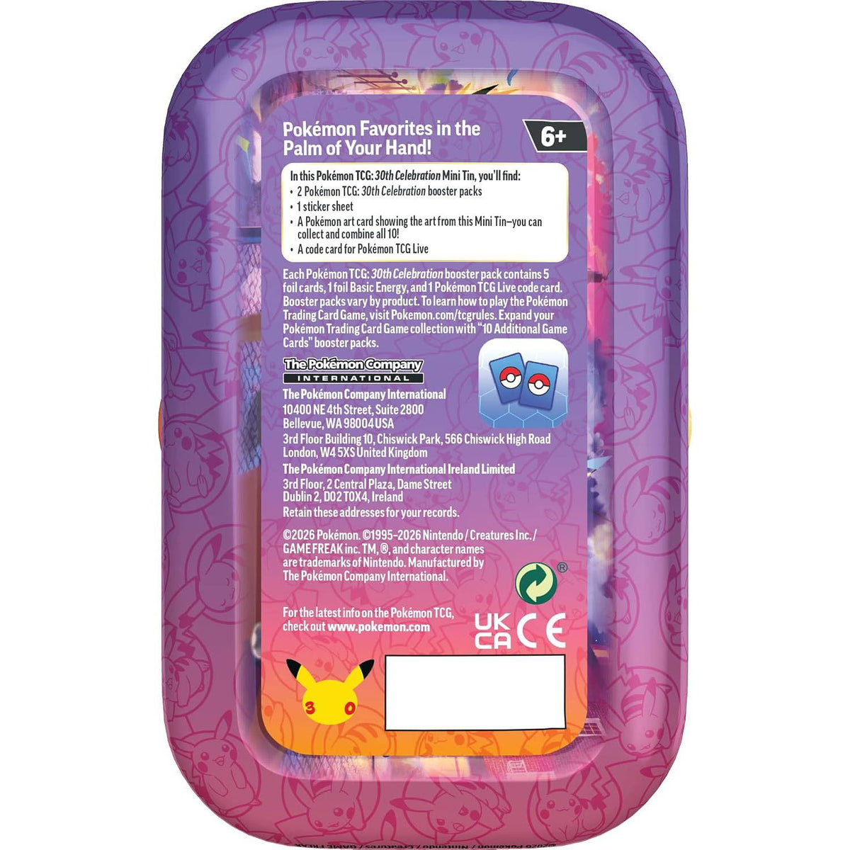 Pokémon TCG: 30th Celebration Mini Tin - Zapdos (anglų k.)