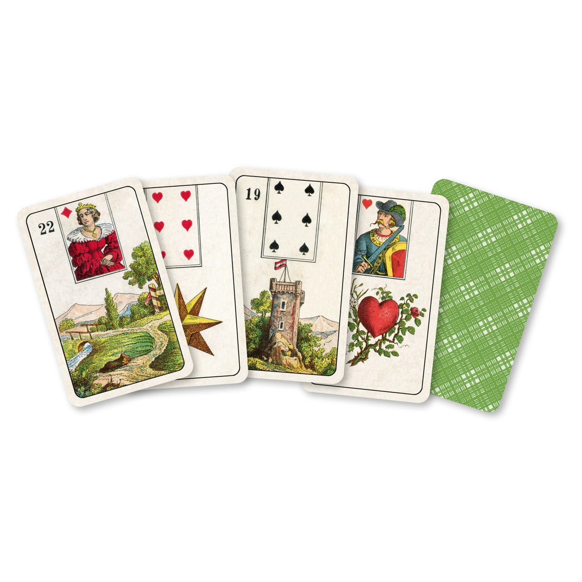 Les Mini-jeux rinkinys - Tarot A.E. Waite & Petit Lenormand (Prancūzų k.) Cartamundi Cartomancie Dusserre