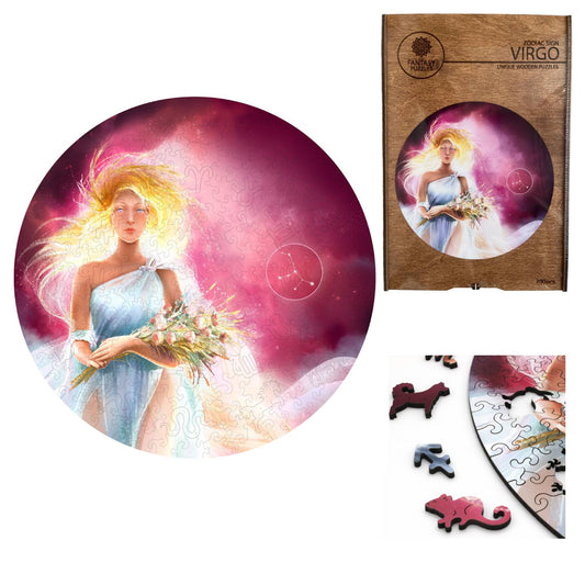 Mergelė - medinė Zodiako dėlionė, 200 detalių | Fantasy Puzzles