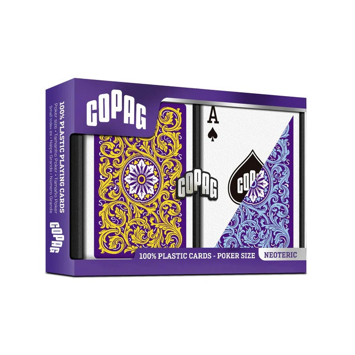 Copag Neoteric Poker Regular Index - 2 kaladės (violetinė, geltona, mėlyna)