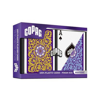 Copag Neoteric Poker Regular Index - 2 kaladės (violetinė, geltona, mėlyna)