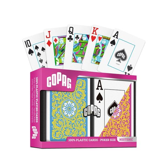 Copag Neoteric Poker Jumbo Index - 2 kaladės (geltona, mėlyna, rožinė)