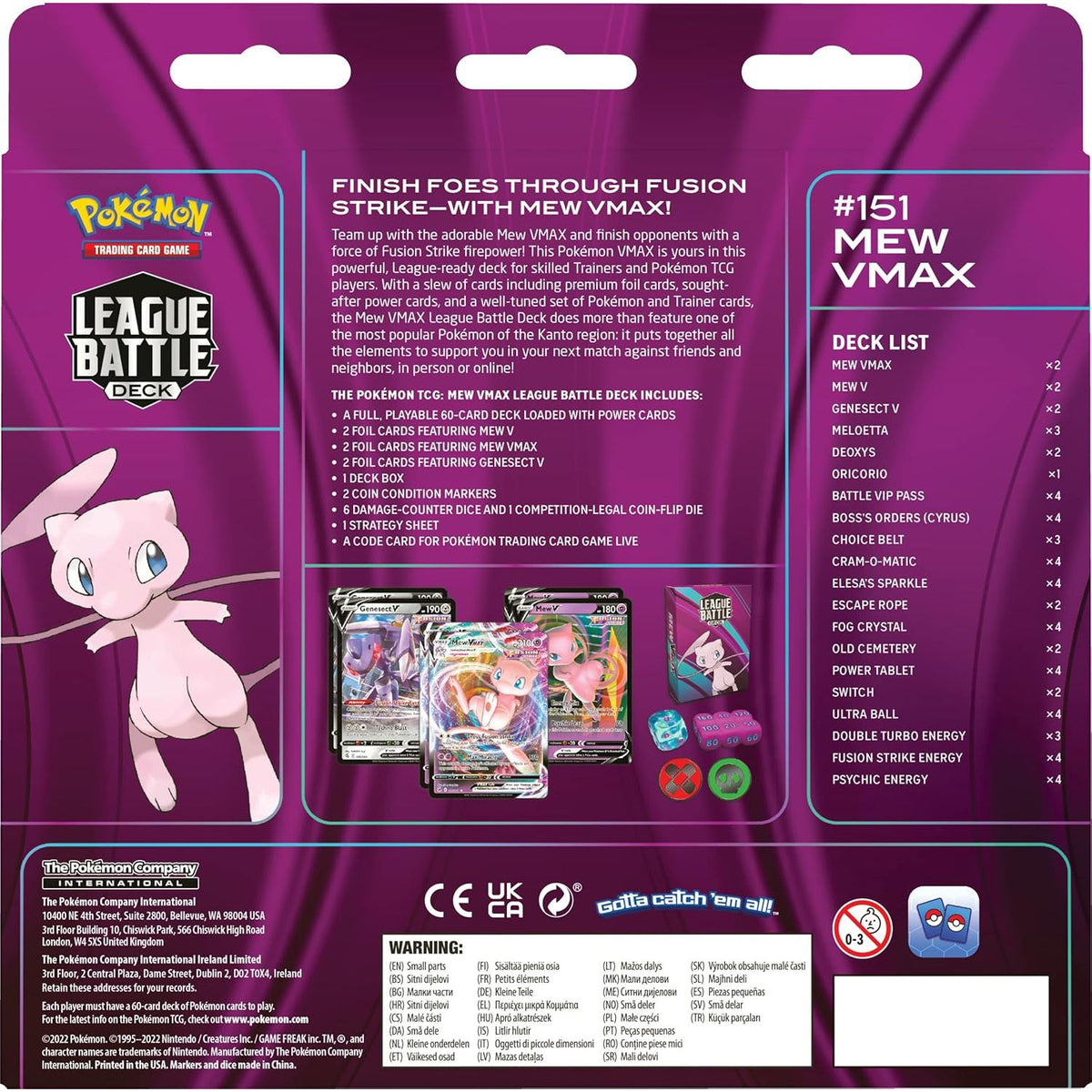 Pokémon Mew VMAX League Battle Deck - 60 kortų kaladė