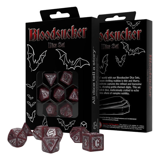 Q WORKSHOP Bloodsucker Scarlet - 7 vampyrų tematikos RPG kauliukai