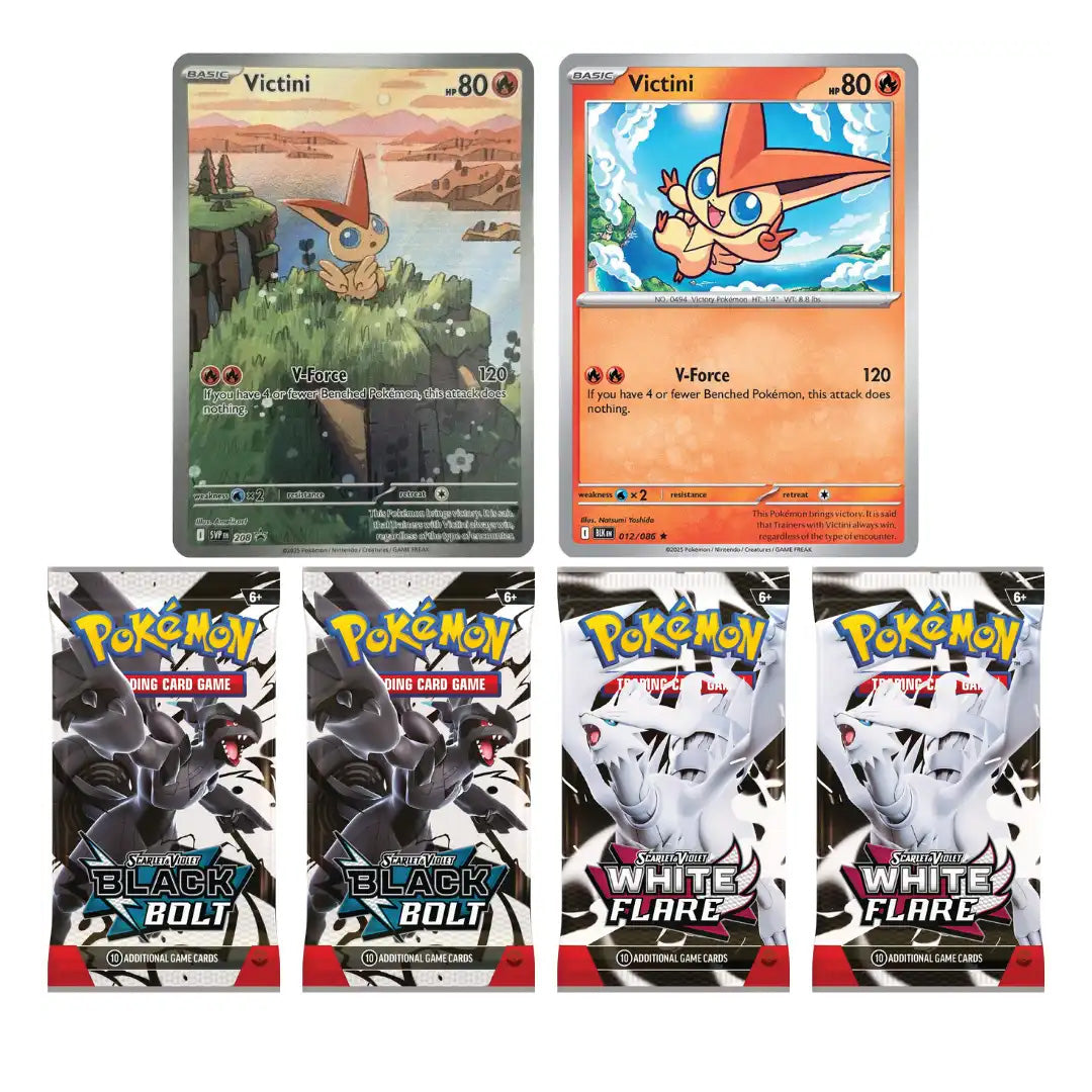 Pokémon Scarlet & Violet: Black Bolt & White Flare - Unova Victini Illustration Collection dėžė (anglų k.)