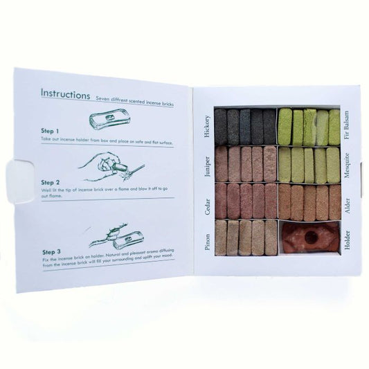 7 Earthy Himalaya Incense - 70 smilkalų plytelių ir laikiklis