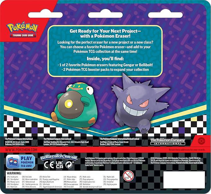 Pokémon Scarlet & Violet Bellibolt Eraser Blister - kortų ir trintuko rinkinys