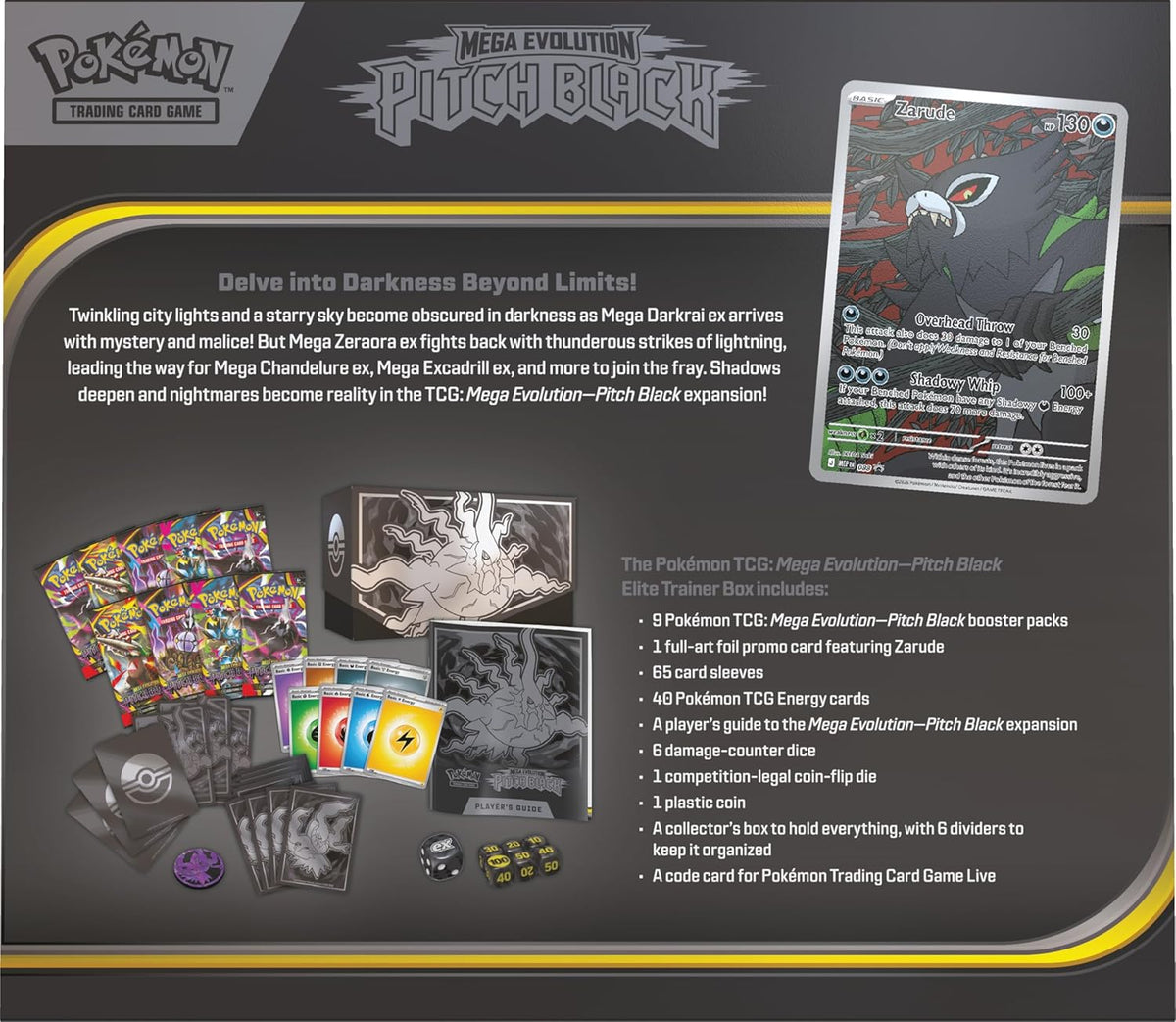 Pokémon Mega Evolution Pitch Black Elite Trainer Box rinkinys (anglų k.)