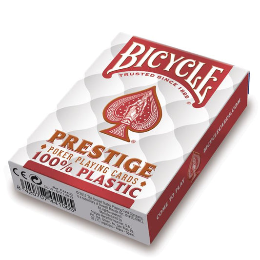Bicycle Prestige Jumbo - raudonos pokerio kortos, kosmetinis defektas