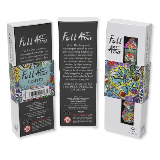 Q-Workshop Full Art Dice Graffiti - 7 kauliukų rinkinys