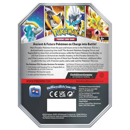 Pokémon Paradox Destinies Iron Crown ex Tin - kortų rinkinys