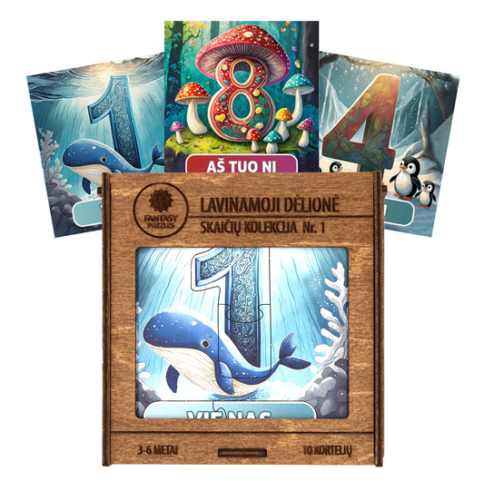 Skaičių kolekcija Nr. 1 - medinė dėlionė lietuvių kalba | Fantasy Puzzles