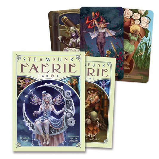 Steampunk Faerie Tarot - fėjų taro kortų ir knygos rinkinys