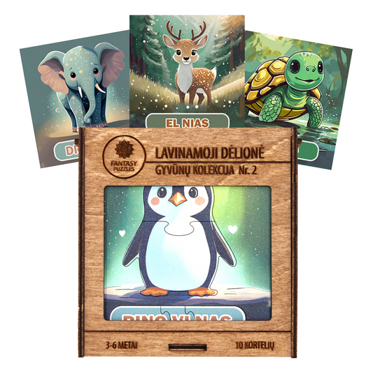 Gyvūnų kolekcija Nr. 2 - medinė dėlionė lietuvių kalba | Fantasy Puzzles