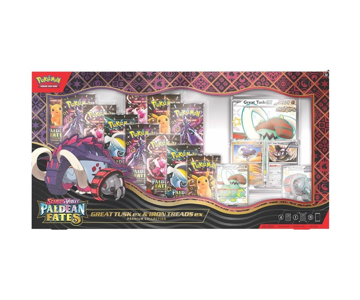 Pokemon Scarlet & Violet: Paldean Fates Great Tusk ex & Iron Threads ex Premium Collection rinkinys