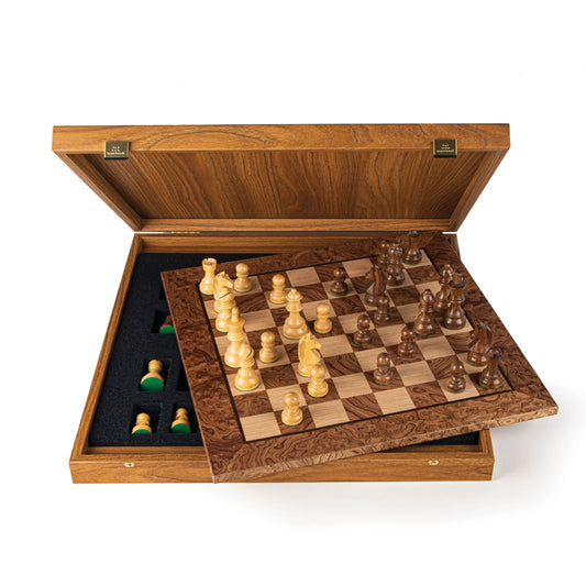 Manopoulos Walnut Burl - 40 x 40 cm šachmatų rinkinys