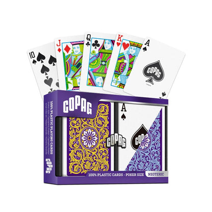 Copag Neoteric Poker Regular Index - 2 kaladės (violetinė, geltona, mėlyna)