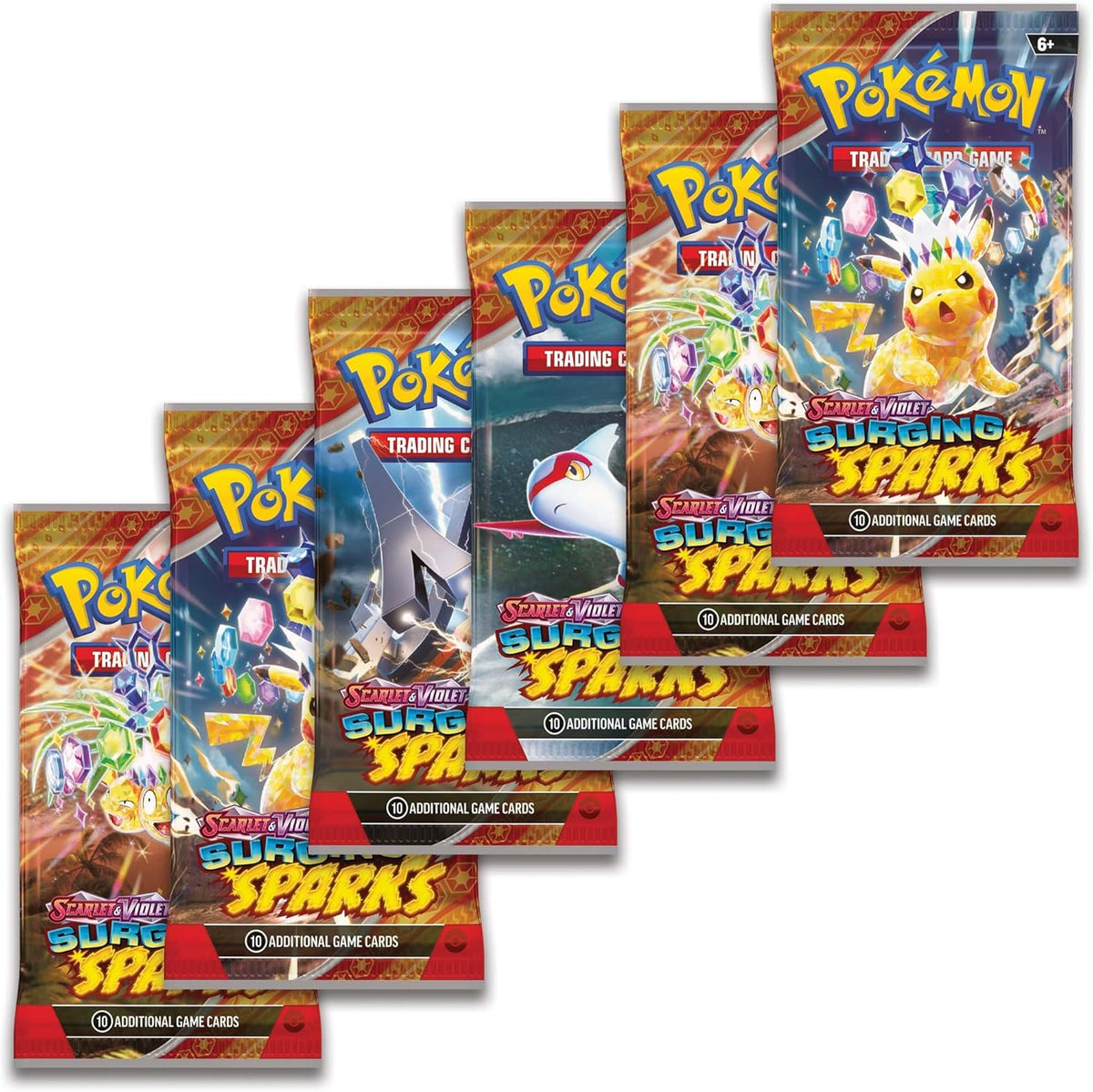 Pokémon Surging Sparks Booster Bundle - 6 papildymo pakeliai