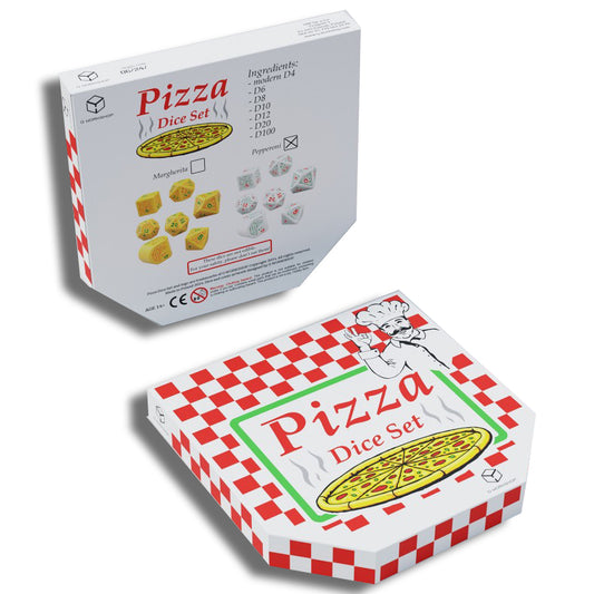 Q WORKSHOP Pizza Pepperoni - 7 RPG kauliukų rinkinys