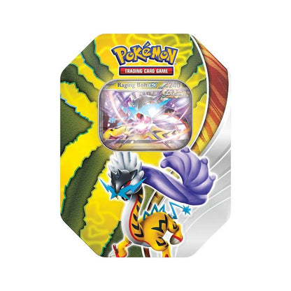 Pokémon Paradox Destinies Raging Bolt ex Tin - kortų rinkinys