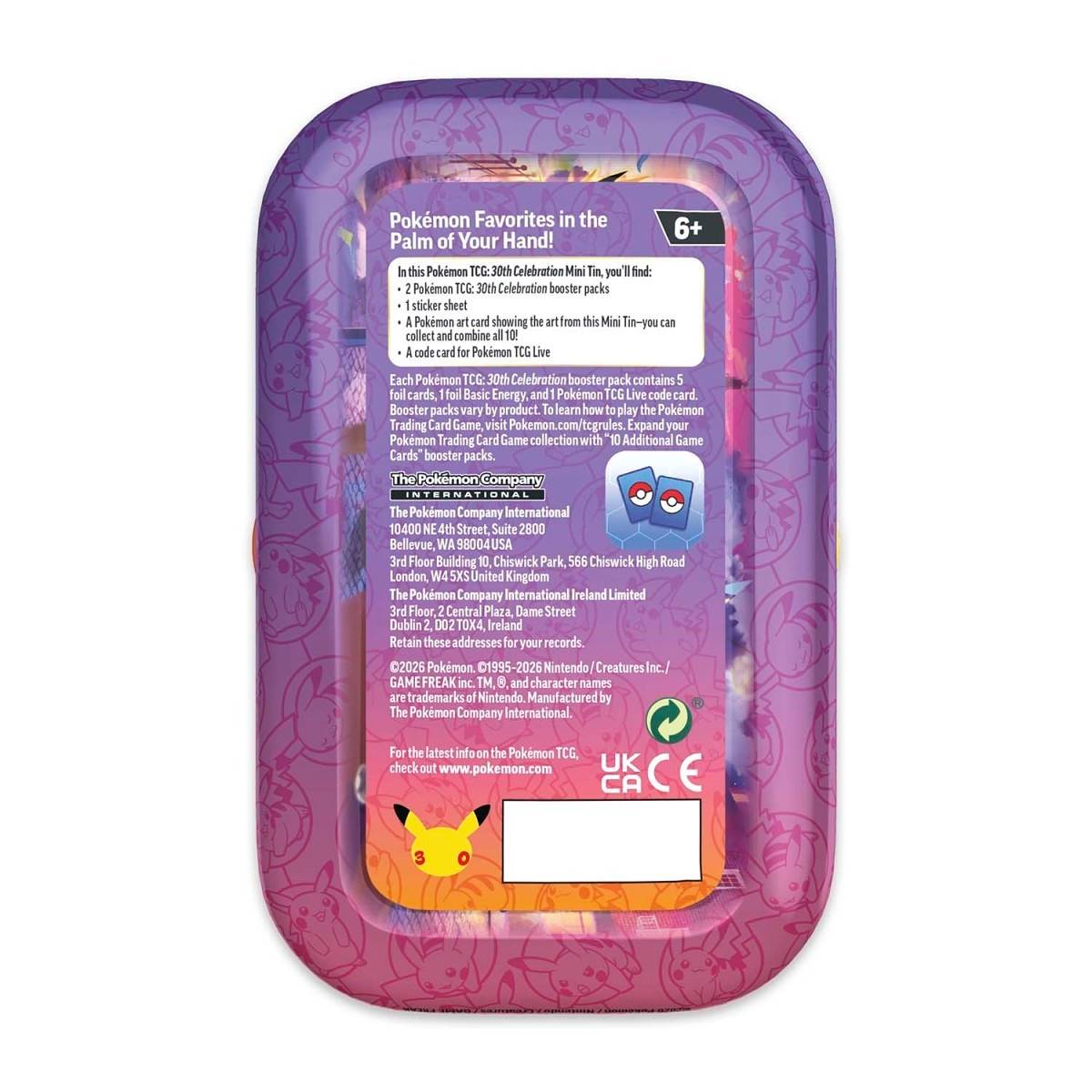 Pokémon TCG: 30th Celebration Mini Tin Mewtwo (Night) (anglų k.)