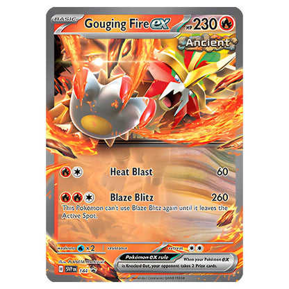 Pokémon Paradox Destinies Gouging Fire ex Tin - kortų rinkinys