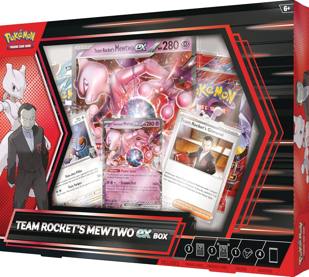 Pokemon Destined Rivals: Team Rocket's Mewtwo ex dėžė (4 pakuotės) (anglų k.)