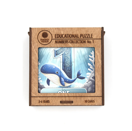 Skaičių kolekcija Nr. 1 - medinė dėlionė anglų kalba | Fantasy Puzzles