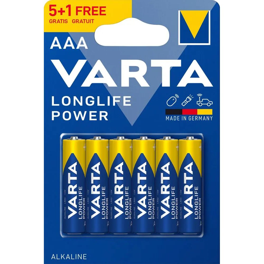 Varta AAA Longlife Power LR03 šarminės baterijos 6 vnt.