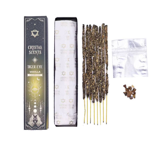Vanilės aromato natūralūs smilkalai su Tigro Akies kristalais Crystal Scents