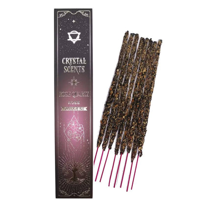 Crystal Scents Rose - rožių kvapo smilkalai su rožinio kvarco akmenėliais