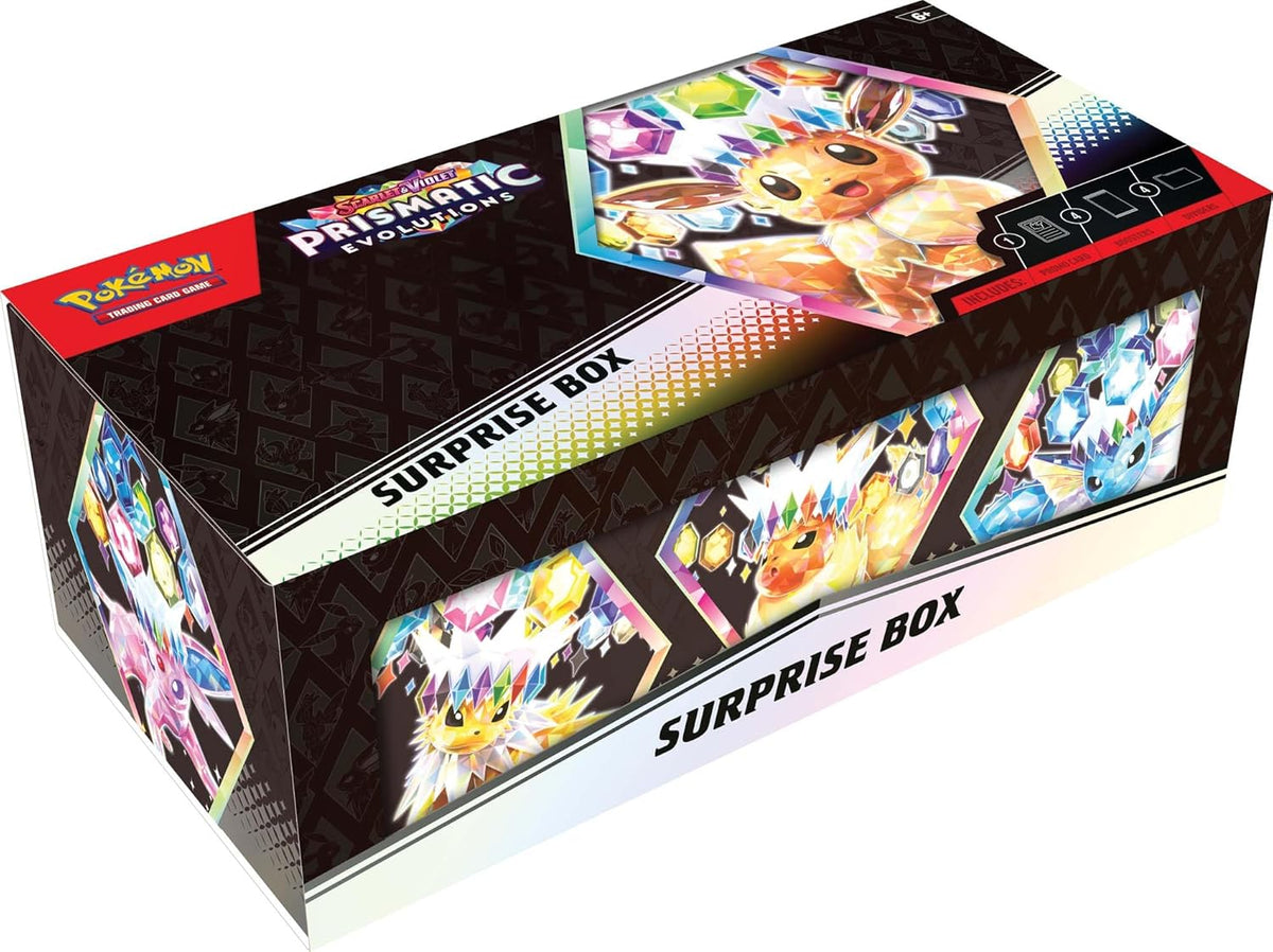 Pokemon Scarlet & Violet Prismatic Evolutions Surprise Box rinkinys (anglų k.)