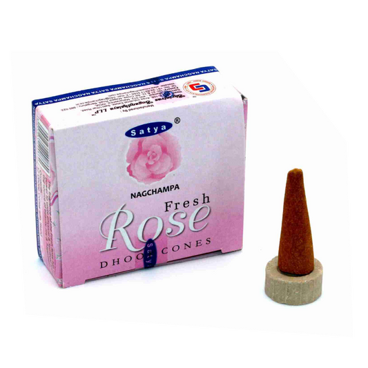 Satya Fresh Rose - 12 rožių aromato kūginių smilkalų