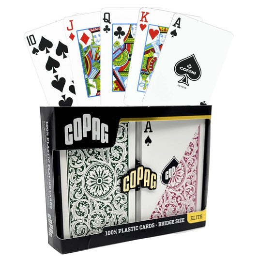 Copag Elite Bridge Regular Index - 2 kaladės (burgundiška ir žalia)