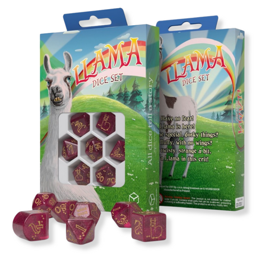 Llama Puffy - avietinių ir auksinių kauliukų rinkinys | Q-Workshop