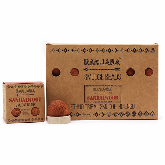 Banjara Sandalwood - smilkalų karoliukai su laikikliu, 5 vnt.