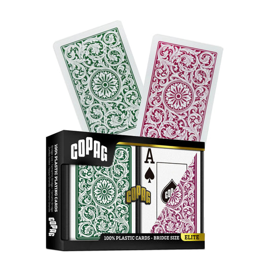 Copag Elite Bridge Jumbo - bordo ir žalios kortų kaladės