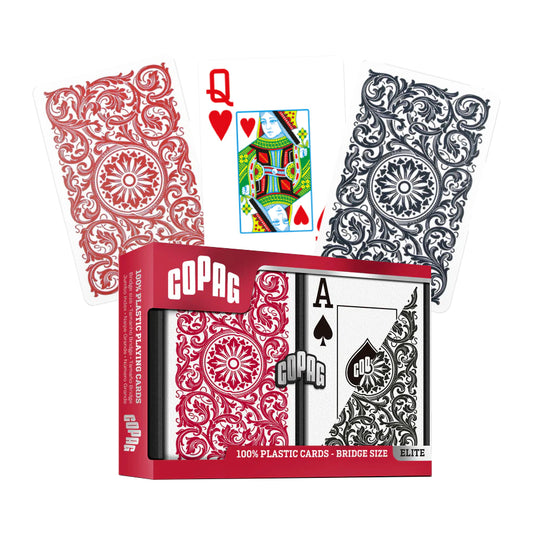Copag Elite Bridge Jumbo - 2 kortų kaladės, raudona ir juoda