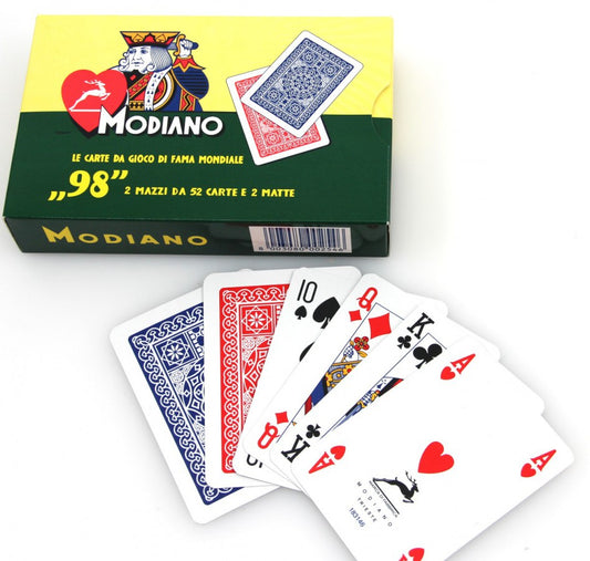 98 - 2 pokerio kaladžių rinkinys, raudona ir mėlyna | Modiano