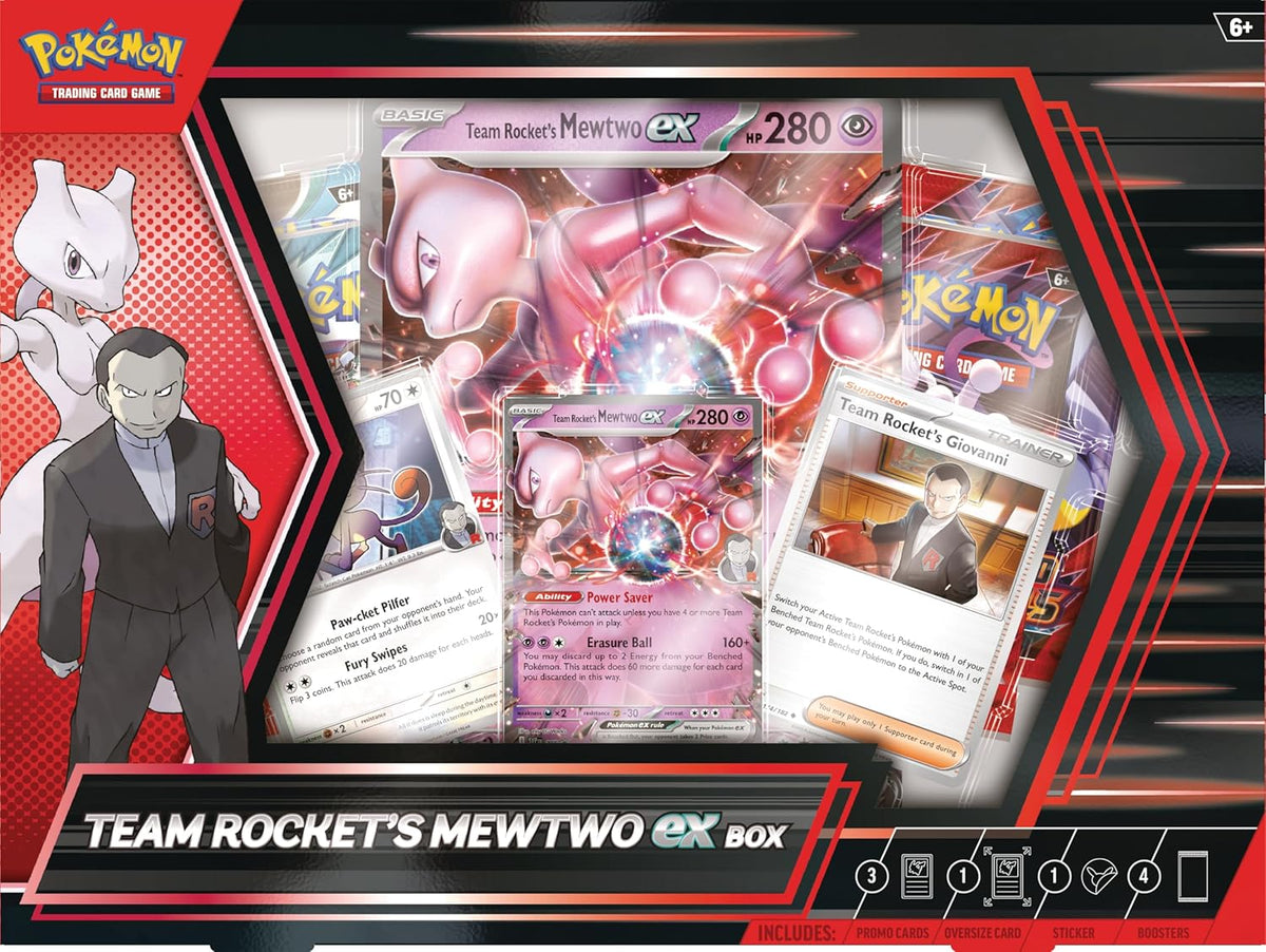 Pokemon Destined Rivals: Team Rocket's Mewtwo ex dėžė (4 pakuotės) (anglų k.)