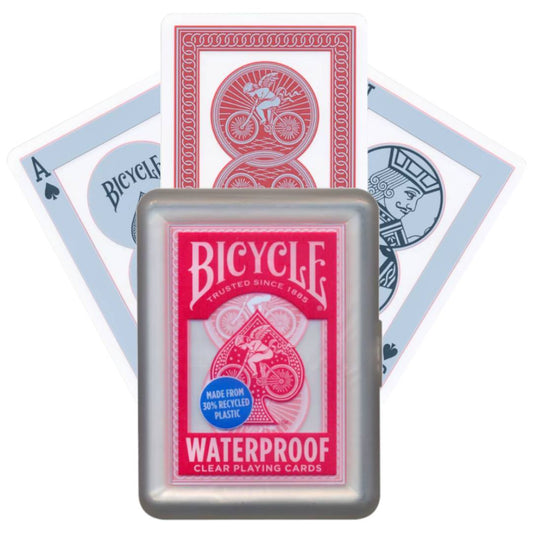 Bicycle Waterproof Clear Red - vandeniui atsparios plastikinės kortos