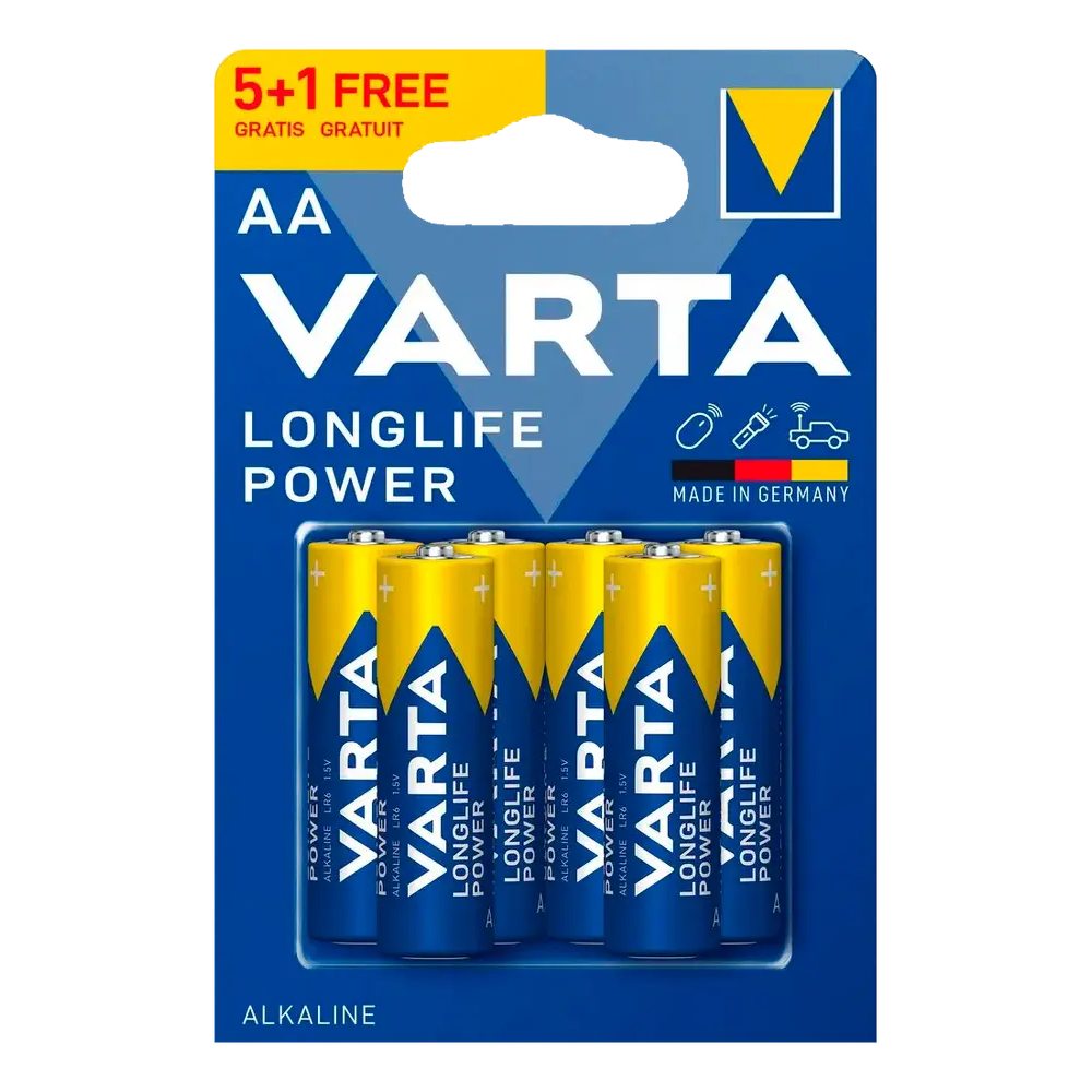 Varta AA Longlife Power LR6 šarminės baterijos 6 vnt.