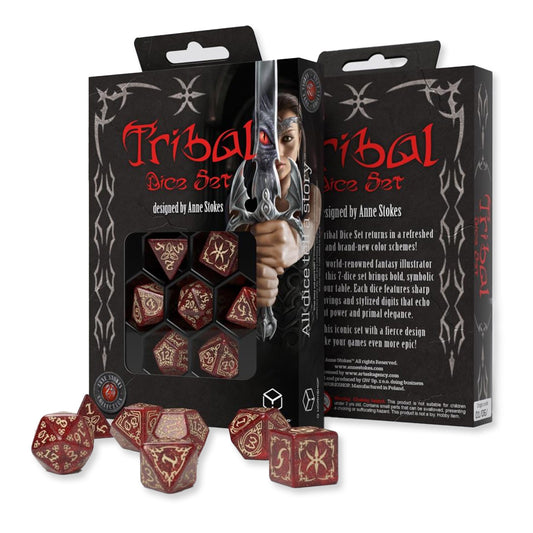 Q-Workshop Tribal Shimmering Red & Beige - 7 kauliukai