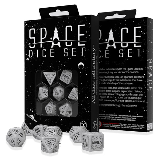 Q WORKSHOP Space Apollo - 7 kosmoso tematikos RPG kauliukai