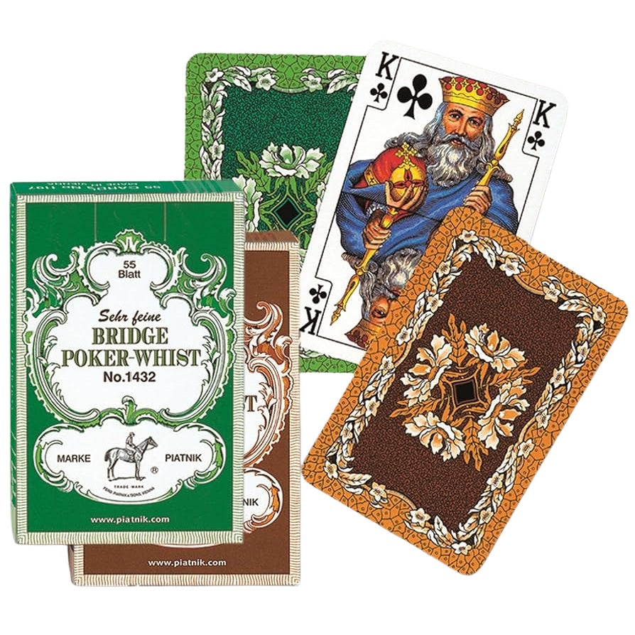 Piatnik Bridge - Poker - Whist kortų kaladė 1 vnt. (žalia arba ruda)