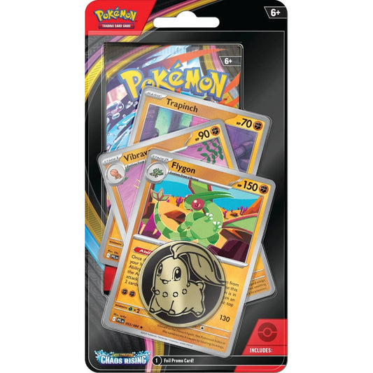 Pokémon Chaos Rising Premium Checklane Blister - Flygon, Vibrava ir Trapinch rinkinys